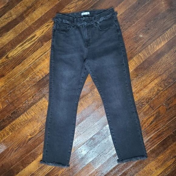 Good American Faded Black Distressed Hem Skinny Jeans size 4 / 27 - Picture 2 of 14